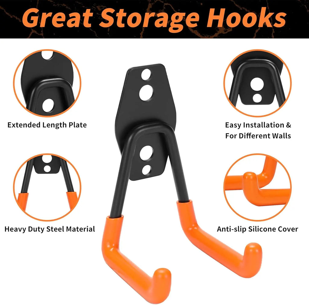 All-in-One Steel Garage Hook Bundle, Space Saving Tool & Equipment Storage Gadgets for Workshop Home