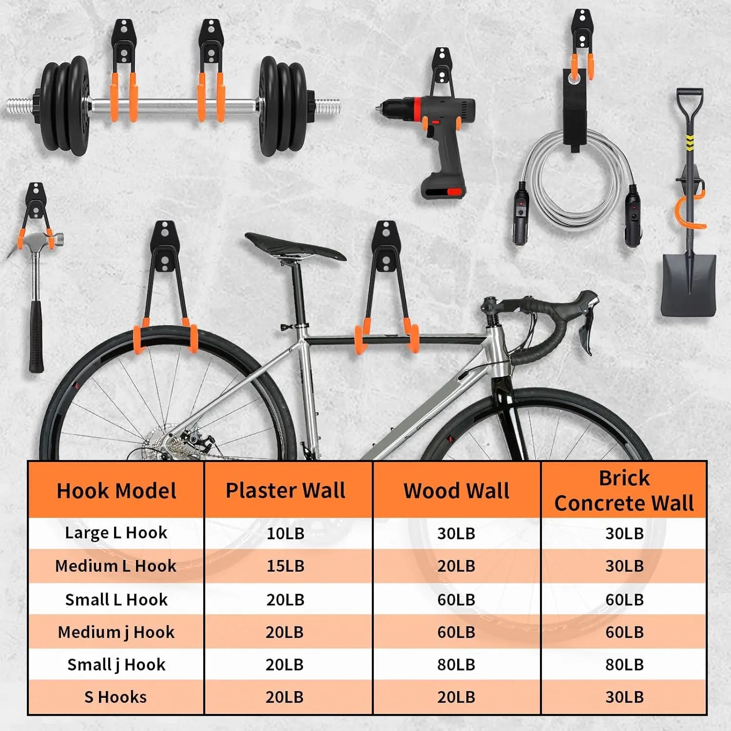 All-in-One Steel Garage Hook Bundle, Space Saving Tool & Equipment Storage Gadgets for Workshop Home