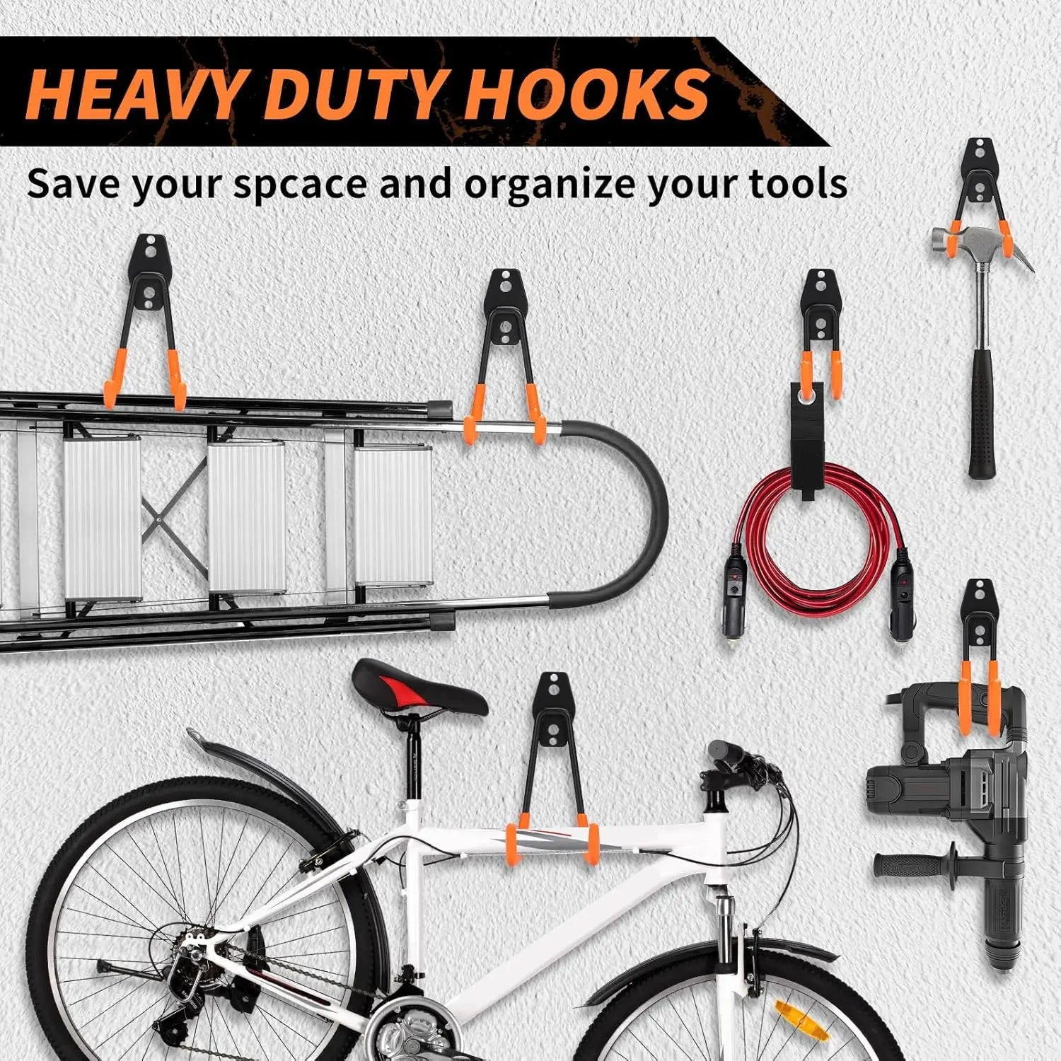 All-in-One Steel Garage Hook Bundle, Space Saving Tool & Equipment Storage Gadgets for Workshop Home
