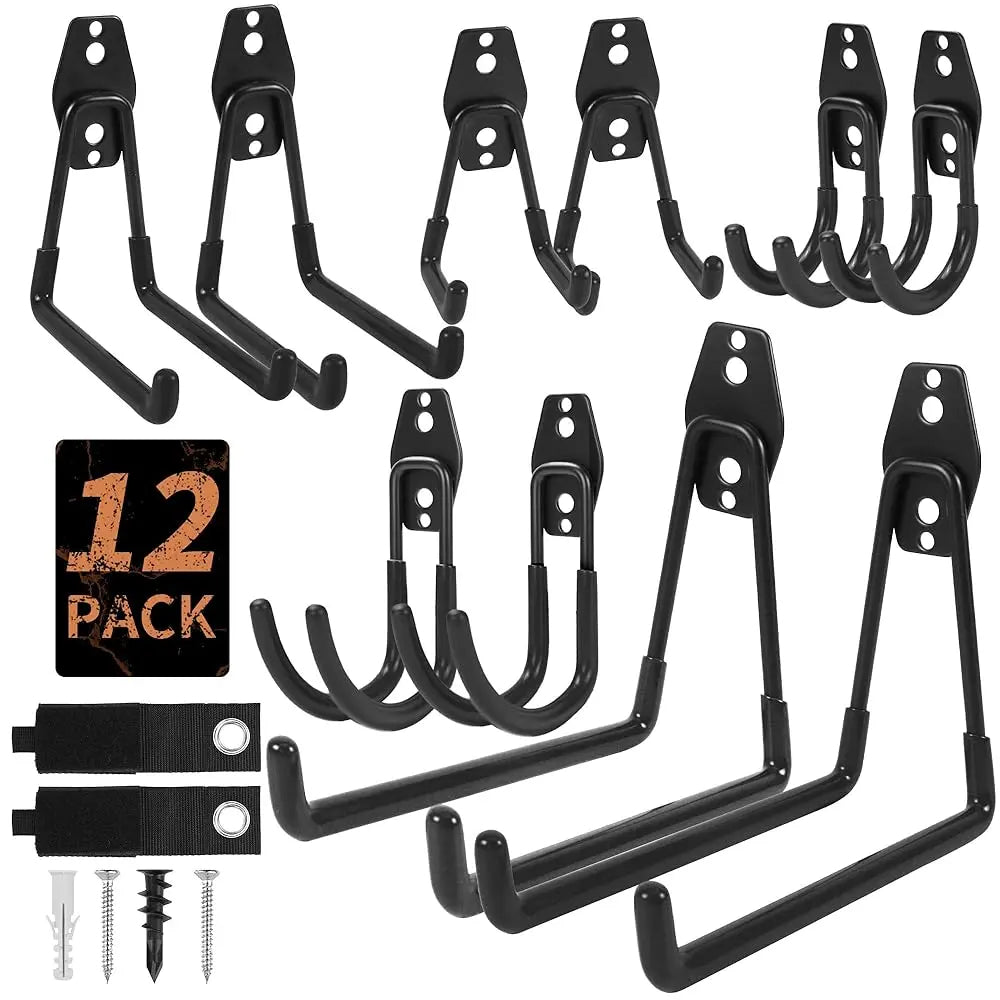 All-in-One Steel Garage Hook Bundle, Space Saving Tool & Equipment Storage Gadgets for Workshop Home