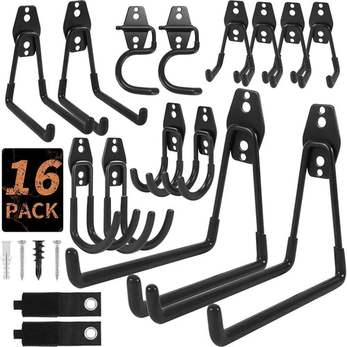 All-in-One Steel Garage Hook Bundle, Space Saving Tool & Equipment Storage Gadgets for Workshop Home